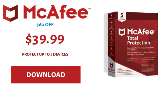 McAfee für weniger, Angebot von McAfee. 