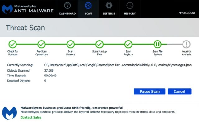 Malwarebytes-Überprüfung: Malwarebytes-Bedrohungsprüfung.