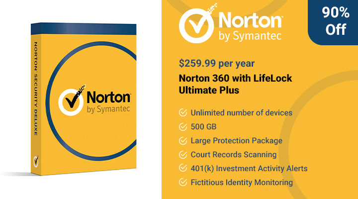 Norton 360 con la oferta LifeLock Ultimate Plus.