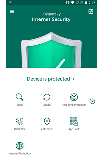 Antivirus Kaspersky para Android.