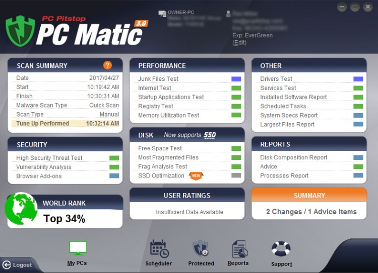 Características adicionales de PC Matic Antivirus. 