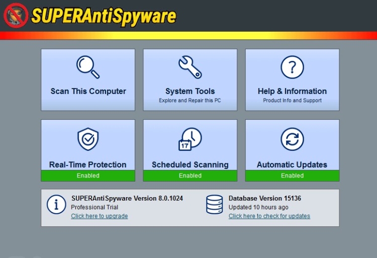 Características de SuperAntiSpyware.