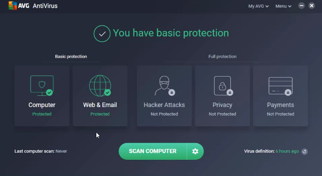 AVG AntiVirus Free, protection de base.