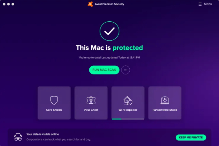 Avast for Mac, interface.