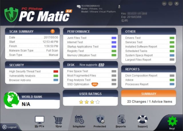 PC Matic Home Main Screen.