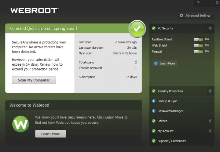 Webroot SecureAnyhere Protection.