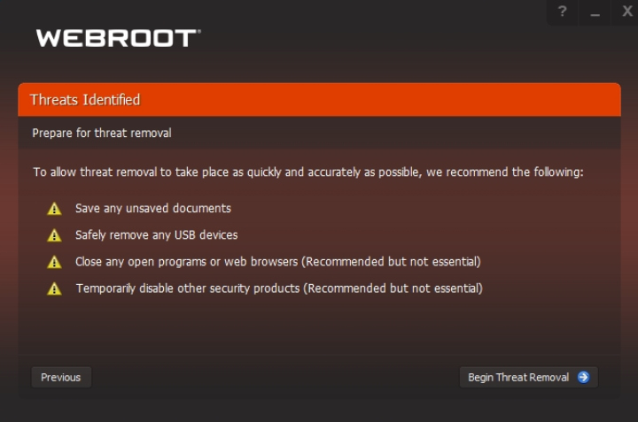 Webroot Scanning Alert.