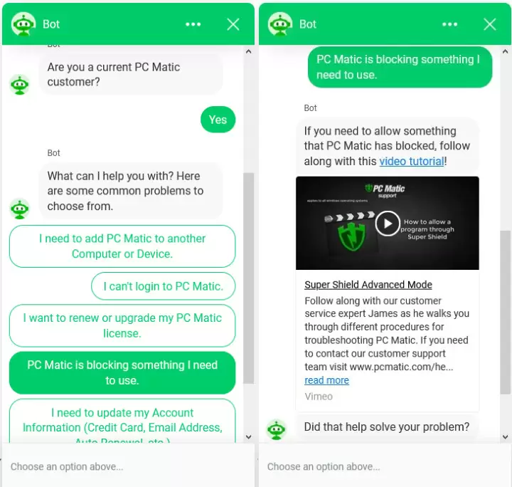 PC Matic Support Bot.