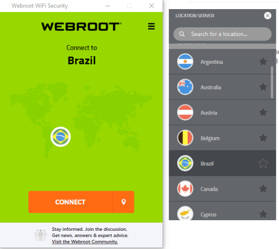 Seguridad WiFi de Webroot.