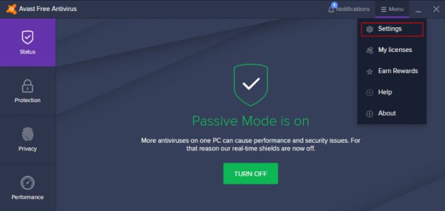 How to remove Avast Email Signature: Avast Settings