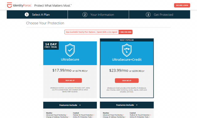 IdentityForce Package Features.