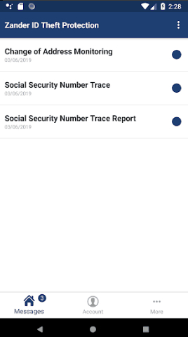 Zander Identity Theft Protection App.