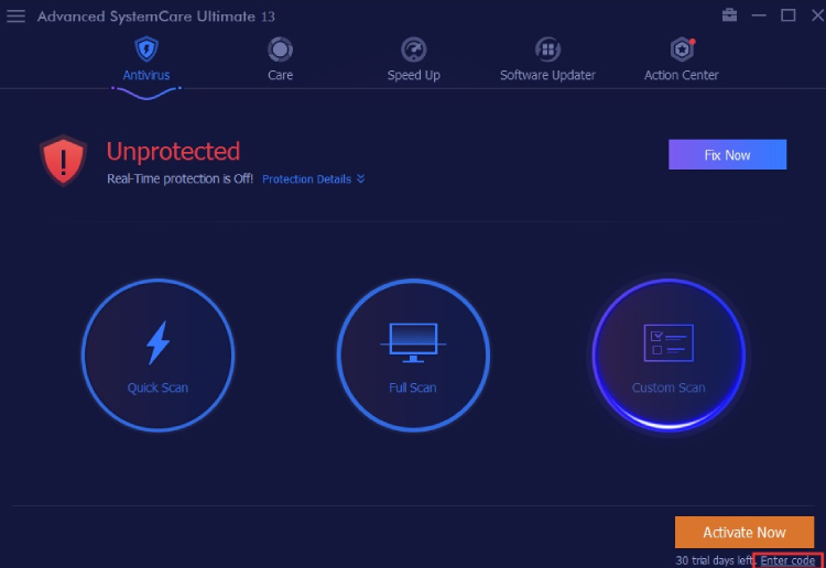 IObit Scanning Dashboard.