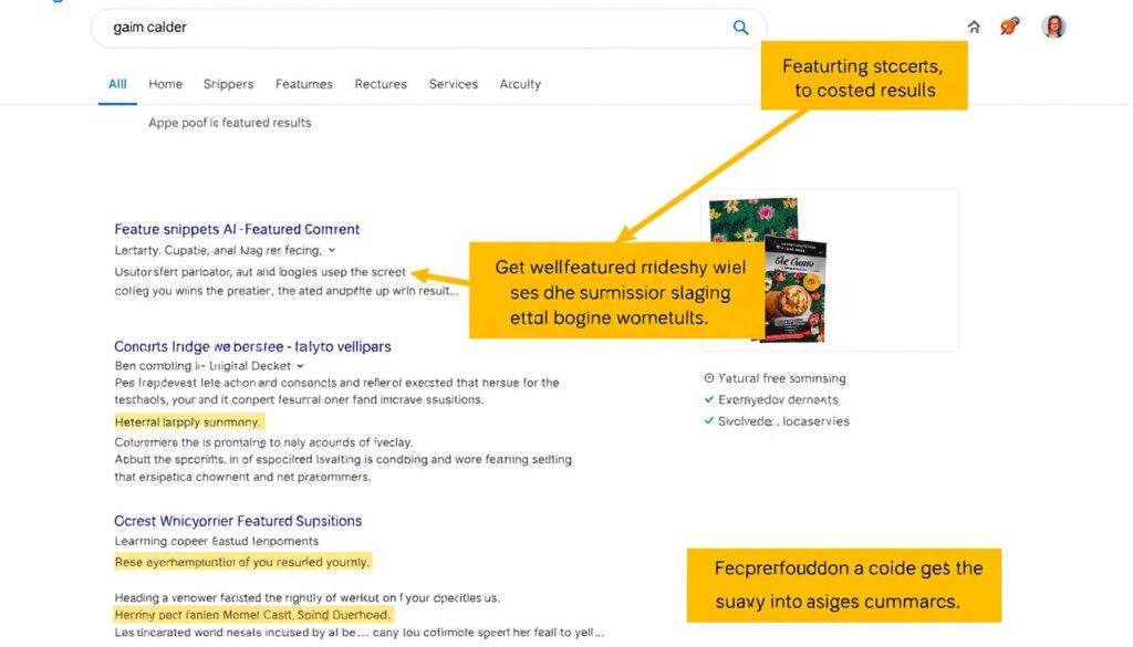 AI search results showing featured snippets from optimized content
