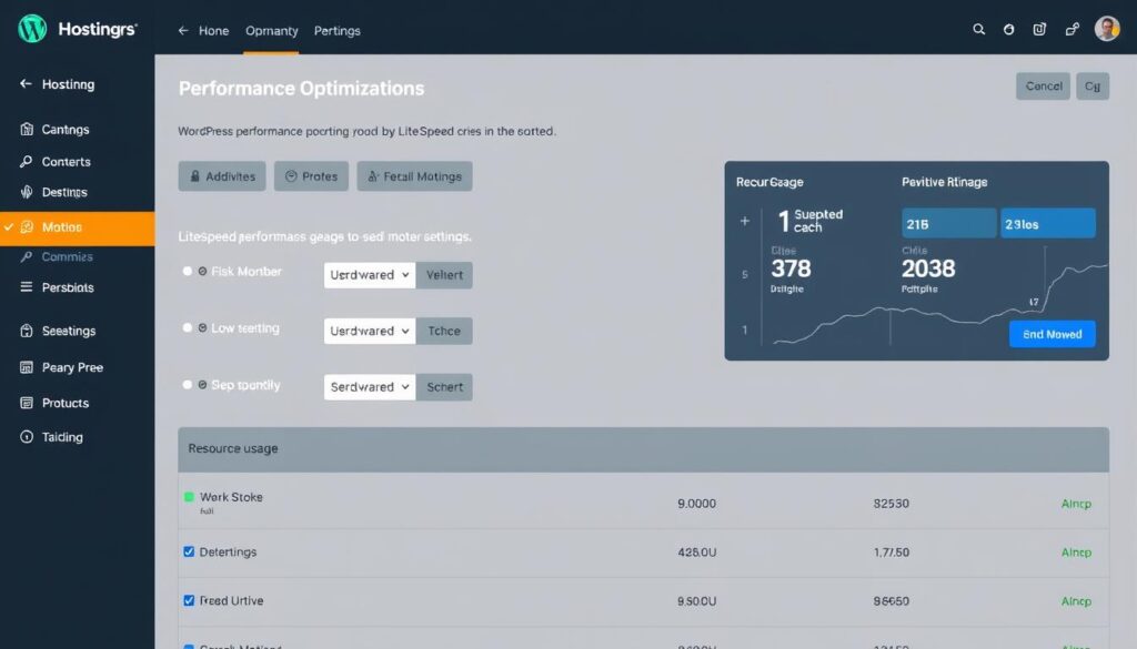 Hostinger dashboard showing WordPress performance optimization tools