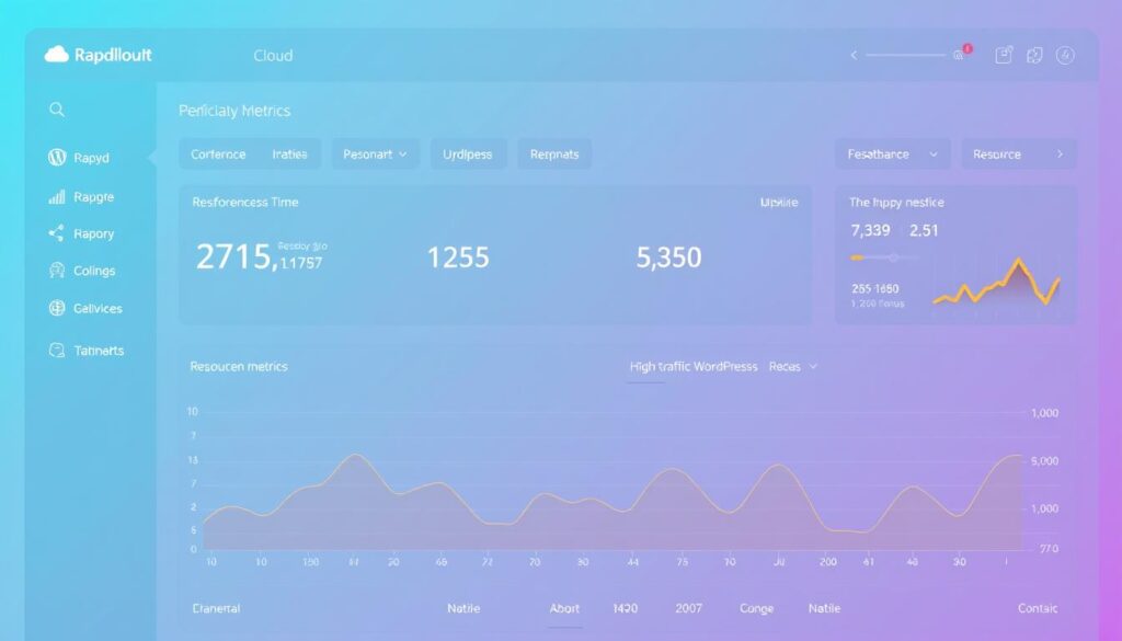 Rapyd Cloud dashboard showing performance metrics for a high-traffic WordPress site