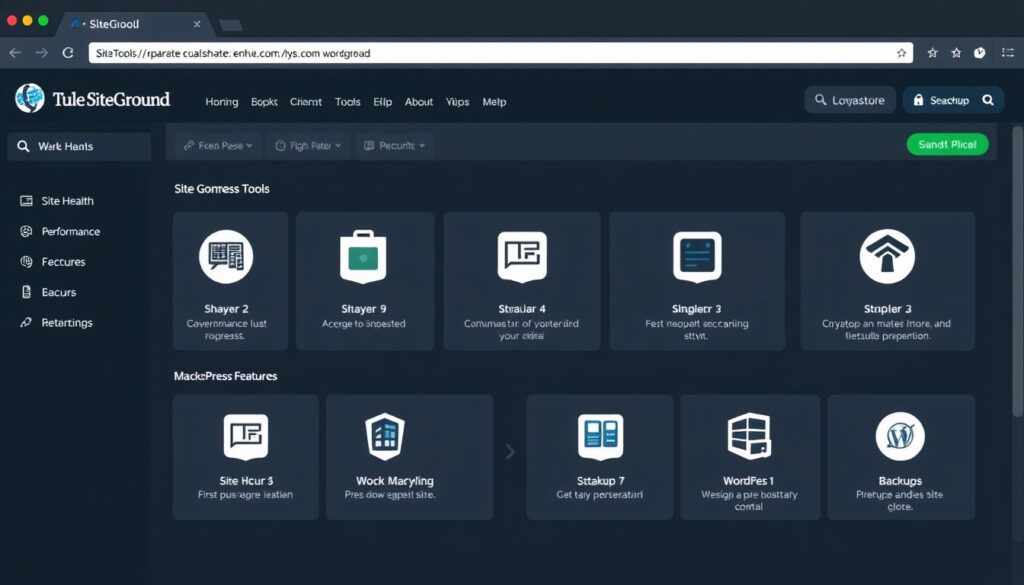 SiteGround's Site Tools dashboard showing WordPress management features
