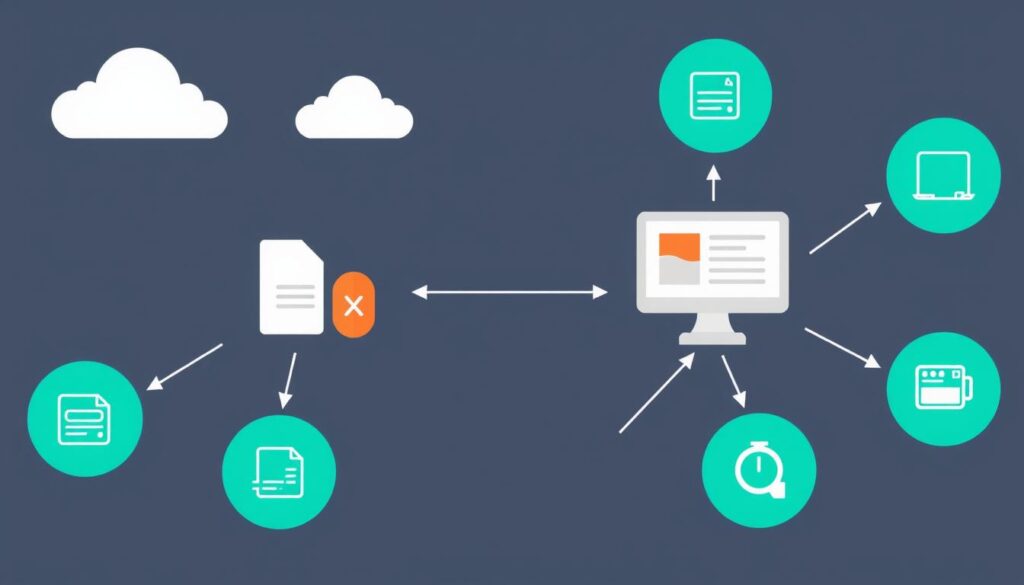 Website migration process showing seamless transfer between hosting providers